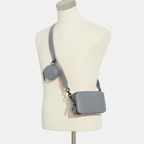 Coach Charter Slim Crossbody Messenger Bag CC070 Blueberry Pebbled Leather Pouch - Picture 9 of 9